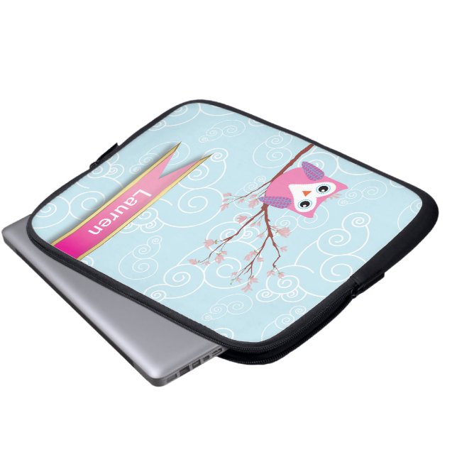 Flickaktigt nyckfull ugglalaptop sleeve för blått (Framre botten)