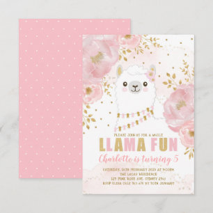 Flickaktigt party för Alpaca för Llamafödelsedag Inbjudningar