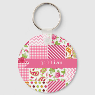 Flickaktigt Patchworkpersonlig Keychain Nyckelring
