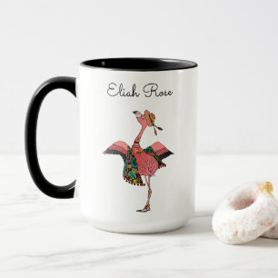 Flickaktigt Personlig Rosa Bohemian Flamingo & Nam Mugg