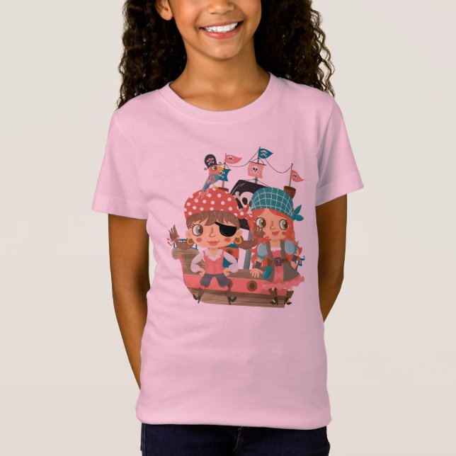 Flickaktigt pirater t-shirt (Framsida)