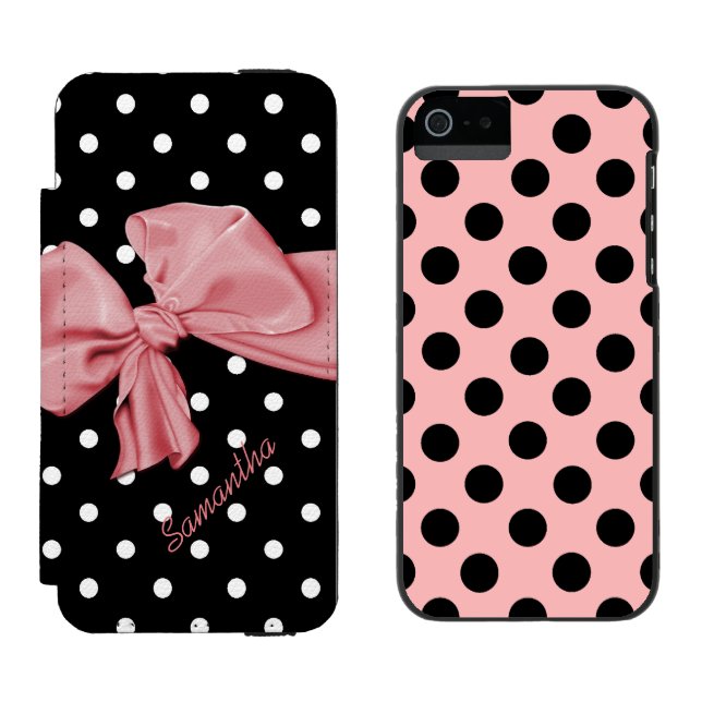 Flickaktigt Polka dots iPhone 5S-plånboksväska Incipio iPhone Wallet Skal (Sida vid Sida)