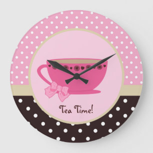 Flickaktigt pricker rosor för den TeaTime tekoppen Stor Klocka
