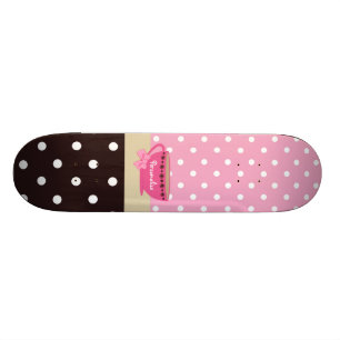 Flickaktigt pricker tekopprosor och bruntpolkaen old school skateboard bräda 18 cm