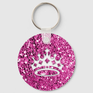 Flickaktigt Princess Kröna på rosaglitterLook Nyckelring