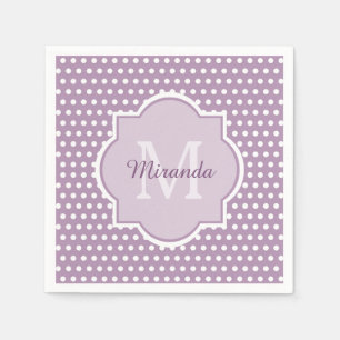 Flickaktigt purpurfärgad polka dots Monogram och Pappersservett