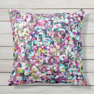 Flickaktigt regnbågeFauxSequins Bling Kudde