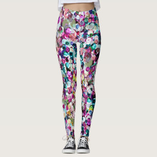 Flickaktigt regnbågeFauxSequins Bling Leggings