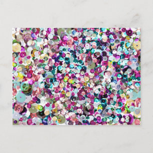 Flickaktigt regnbågeFauxSequins Bling Vykort