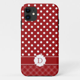 Flickaktigt röd polka dotsMonogram för vit iPhone5