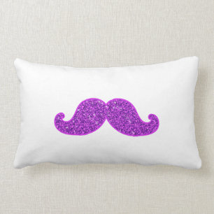 Flickaktigt roligt retro mustaschlilaglitter lumbarkudde