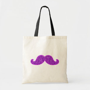 Flickaktigt roligt retro mustaschlilaglitter tygkasse