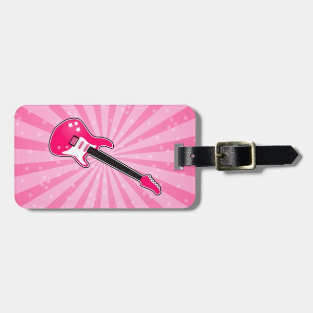 Flickaktigt rosa elektrisk gitarr bagagebricka (Horisontell Framsida)