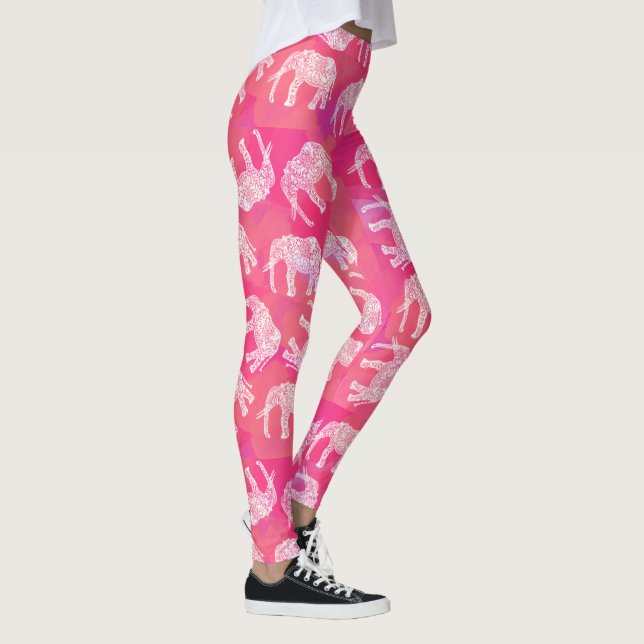 flickaktigt rosa färgrikt stam- blom- leggings (Höger)