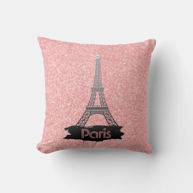 Flickaktigt rosa fransk Paris för Eiffel Kudde (Framsida)