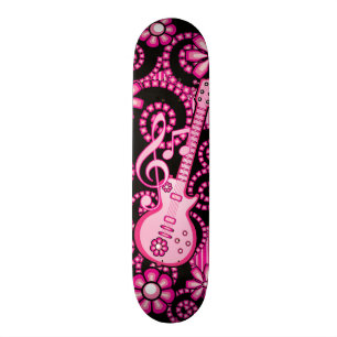 Flickaktigt rosa gitarr mini skateboard bräda 18,7 cm