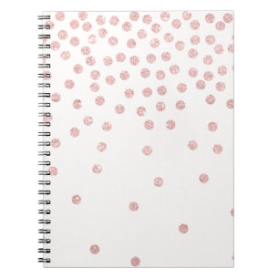 flickaktigt rosa guld- glitterkonfettipolka dots anteckningsbok