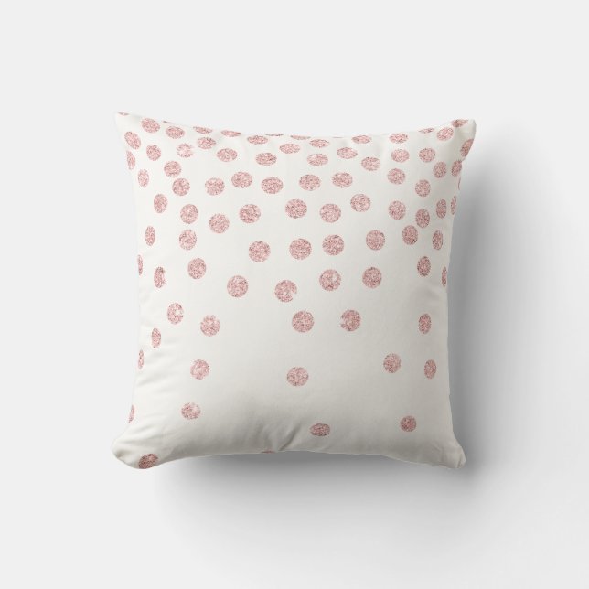 flickaktigt rosa guld- glitterkonfettipolka dots kudde (Framsida)
