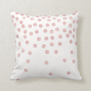 flickaktigt rosa guld- glitterkonfettipolka dots kudde
