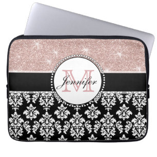 Flickaktigt rosa guld- Monogrammed Laptop Fodral