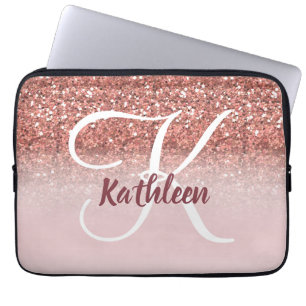 Flickaktigt rosa guld- namn för glitterBurgundy Laptop Fodral