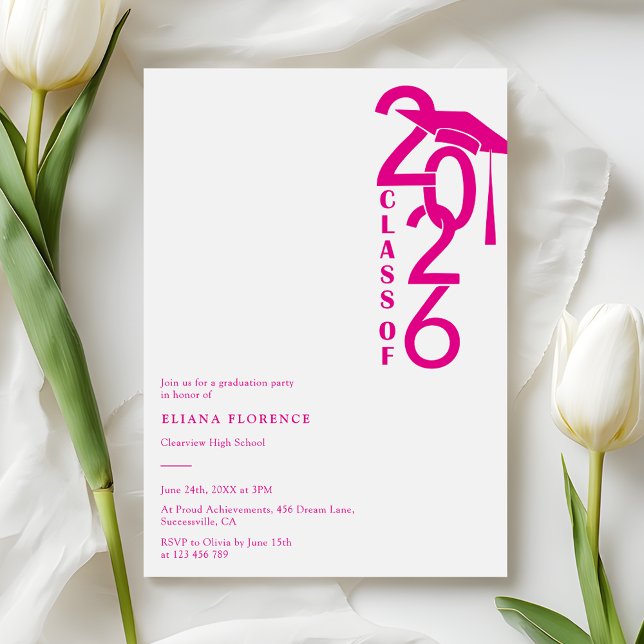 Flickaktigt Rosa Klass 2026 Examen Inbjudningar (Skapare uppladdad)