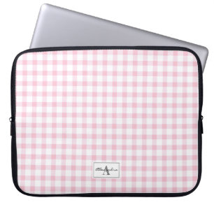Flickaktigt rosa kontrollerad mönsterMonogram för Laptop Fodral