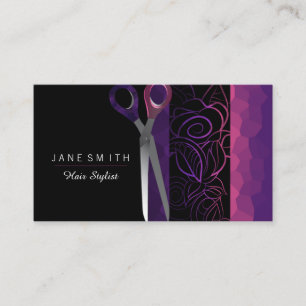 Flickaktigt rosa lilor och rosor scissor design visitkort
