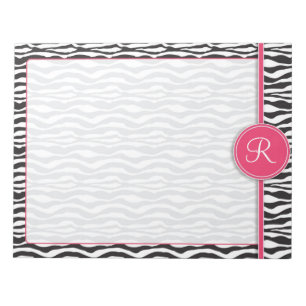 Flickaktigt rosa Monogramzebra tryck Anteckningsblock