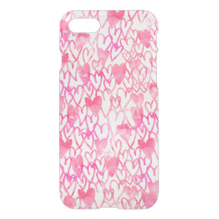 Flickaktigt rosa mönster för vattenfärghand iPhone 7 skal