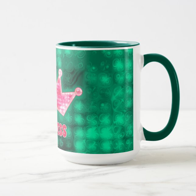 Flickaktigt rosa- och gröntglitterPrincess och Mugg (Höger)