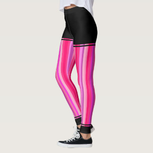 Flickaktigt rosa- och lilarandar + Svart regioner Leggings