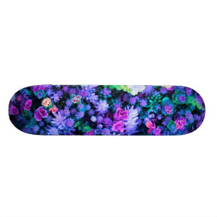 Flickaktigt rosa och purpurfärgade blom- mini skateboard bräda 18,5 cm