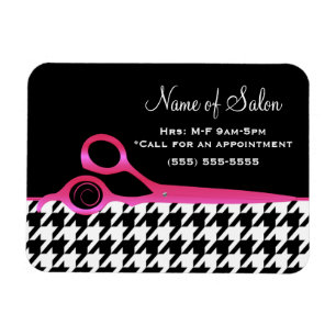 Flickaktigt rosa och svart Houndstooth hårsalong Magnet