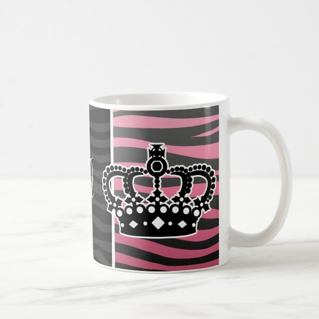 Flickaktigt rosa och svart zebra tryck för kaffemugg (Höger)