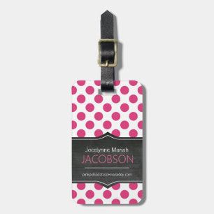 Flickaktigt rosa Polkadots svart tavlapersonlig Bagagebricka