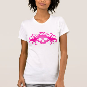 Flickaktigt rosa skalle t-shirt