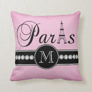 Flickaktigt rosor Monogrammed svart Paris Kudde