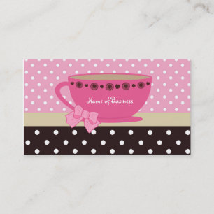 Flickaktigt shoppar Tea rosa- och bruntpolka Visitkort