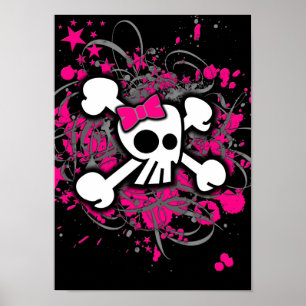 Flickaktigt skalle & Crossbones Poster