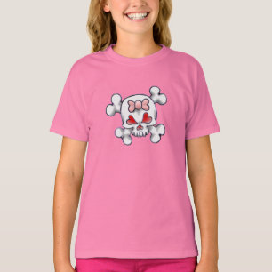 Flickaktigt skalle och ben tee shirt