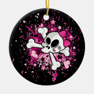 Flickaktigt Skull Julgransprydnad Keramik