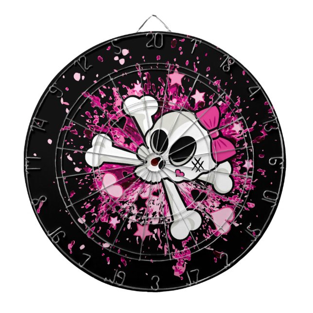 Flickaktigt Skull och korsben Darttavla (Framsidan)