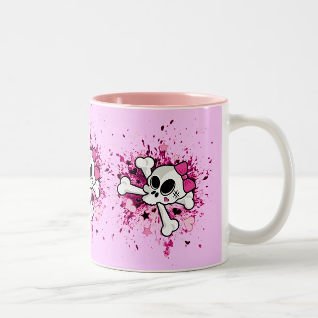 Flickaktigt Skull Två-Tonad Mugg (Höger)