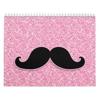 FLICKAKTIGT SVART UTSKRIVAVET MUSTASCHROSAGLITTER KALENDER