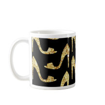 flickaktigt trendig, guld, svart, högklackar,