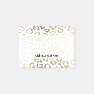 Flickaktigt tryck för guld- leopard för vitfaux post-it block