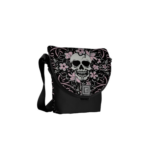 Flickaktigt vintageskalle messenger bag (Vänstra Framsidan)