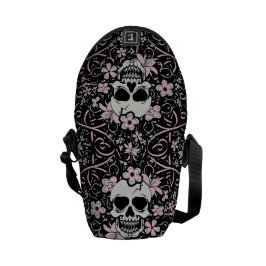 Flickaktigt vintageskalle messenger bag