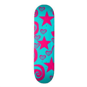 Flickaktigt virvlar runt hjärtor för stjärnor för mini skateboard bräda 18,5 cm
